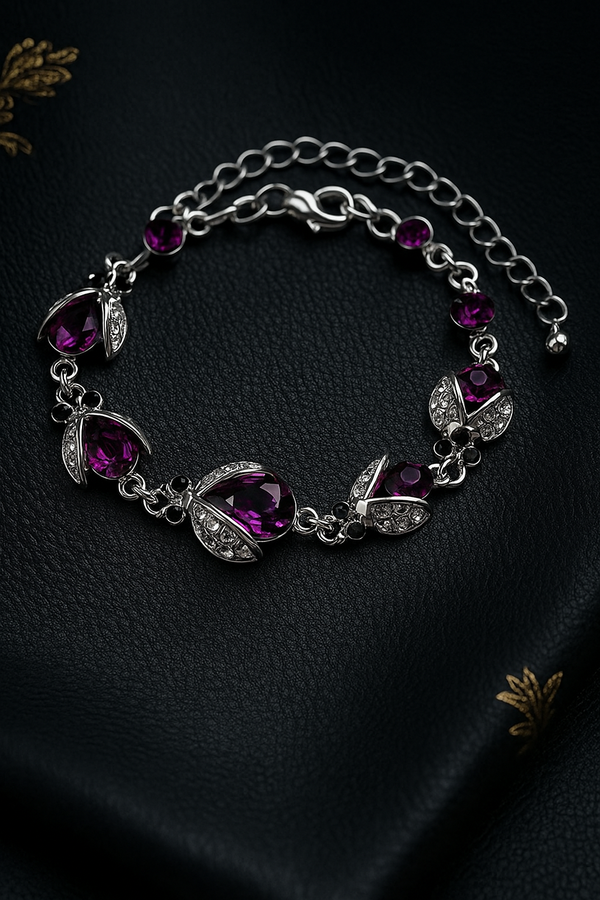 Amethyst Bloom Bracelet – Silver Floral Elegance