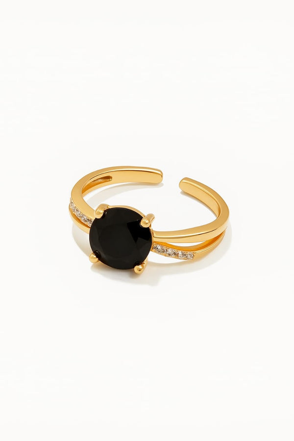 Eternal black- Adjustable gold plated ring